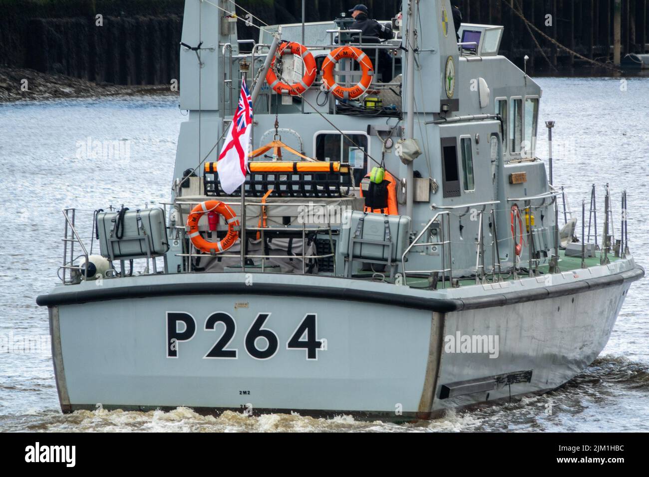 HMS Archer (P264) Patrouillenschiff der Royal Navy auf dem Fluss Tyne in Newcastle. Stockfoto