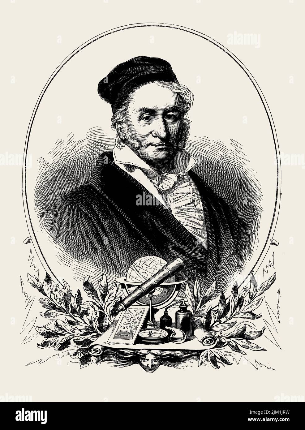 Porträt von Carl Friedrich Gauss (1777-1855). Museum: PRIVATE SAMMLUNG. Autor: EDUARD RITMÜLLER. Stockfoto