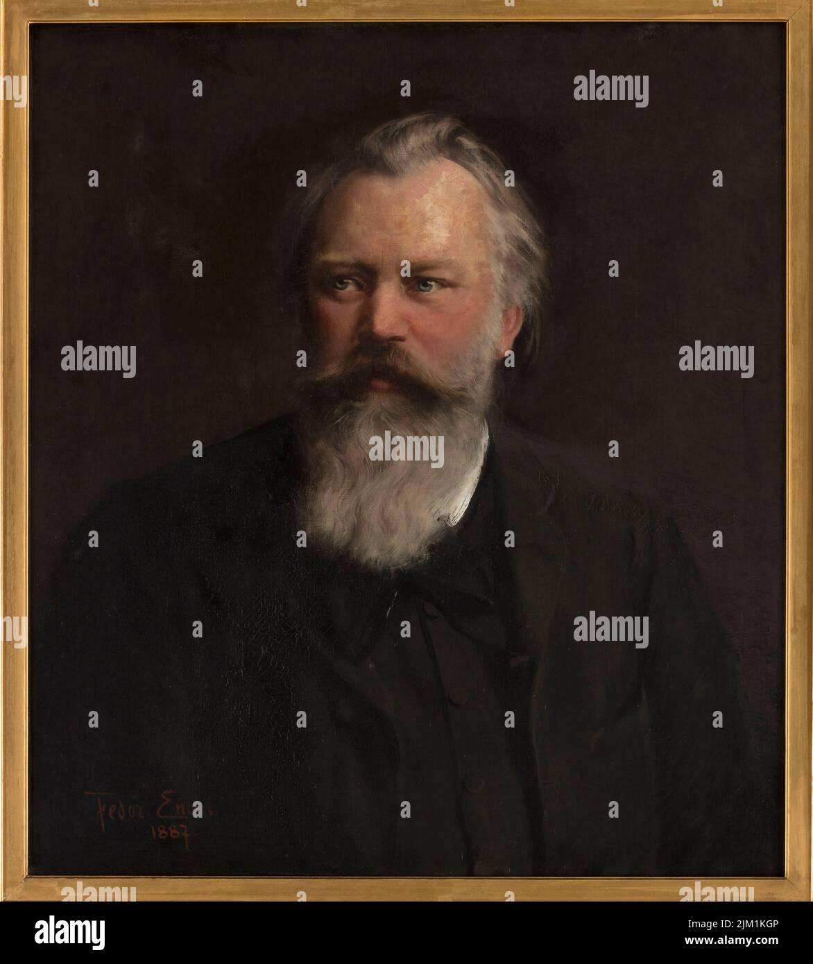Porträt des Komponisten Johannes Brahms (1833-1897). Museum: PRIVATE SAMMLUNG. Autor: FEDOR ENCKE. Stockfoto