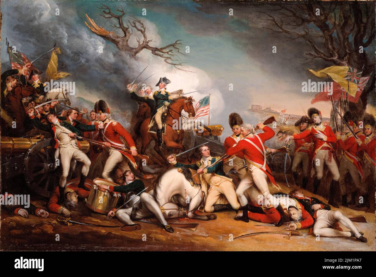 Der Tod von General Mercer in der Schlacht von Princeton, Januar 3. 1777, Ölgemälde auf Leinwand von John Trumbull, 1789-1831 Stockfoto