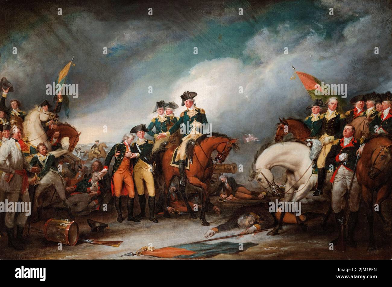 Die Eroberung der Hessischen in Trenton, Dezember 26. 1776, Ölgemälde auf Leinwand von John Trumbull, 1786-1828 Stockfoto