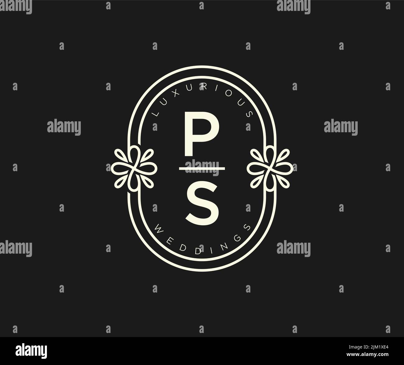 PS Initials Letter Hochzeit Monogramm Logos Vorlage, handgezeichnete moderne minimalistische und florale Vorlagen für Einladungskarten, Save the Date, elegant Stock Vektor