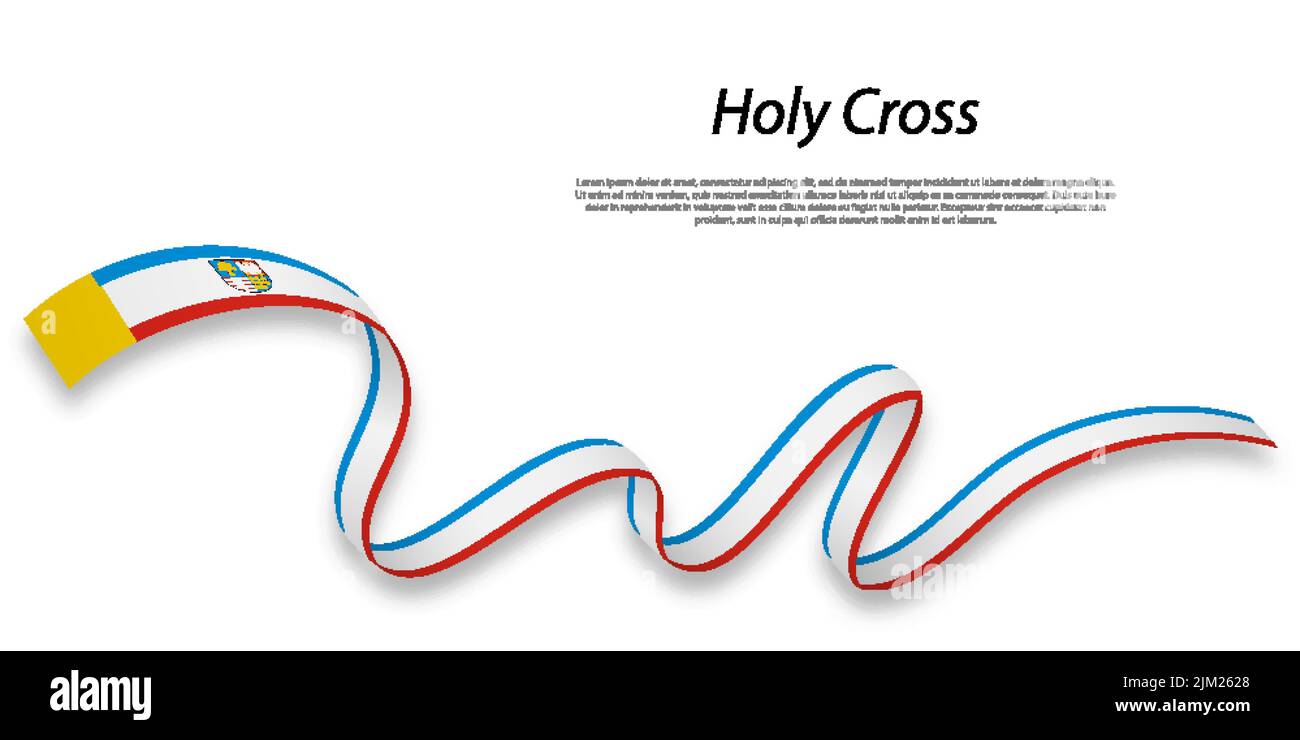 Ein winkendes Band oder Streifen mit der Flagge des Heiligen Kreuzes ist eine Region Polens Stock Vektor