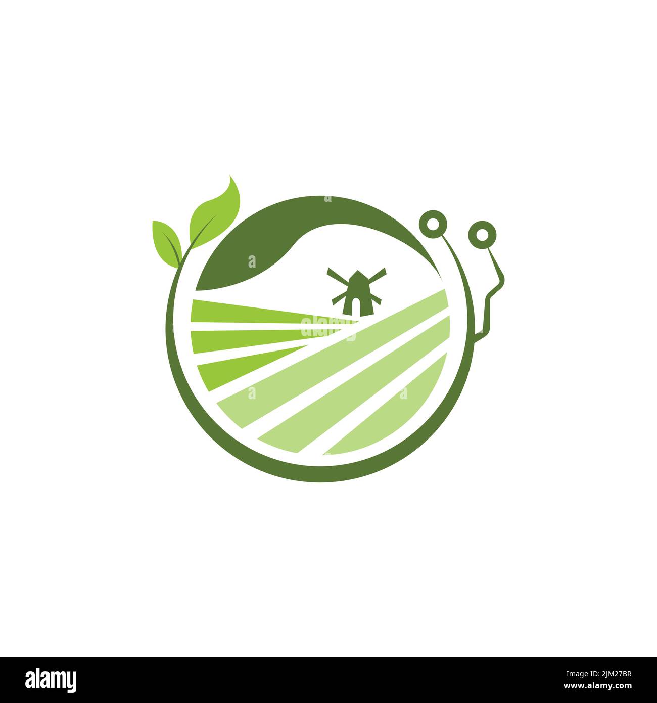 Moderne Bauerntechnik Logo Design Inspiration. Technologie Landwirtschaft Logo Vektor, moderne Farm Logo Design-Vorlage Stock Vektor