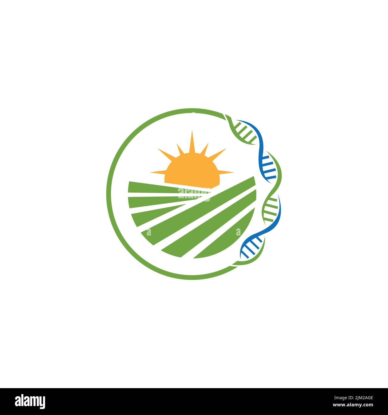 Logo-Design für landwirtschaftliche Biotechnologie. DNA Farm Icon Logo Design Element Vektor Stock Vektor