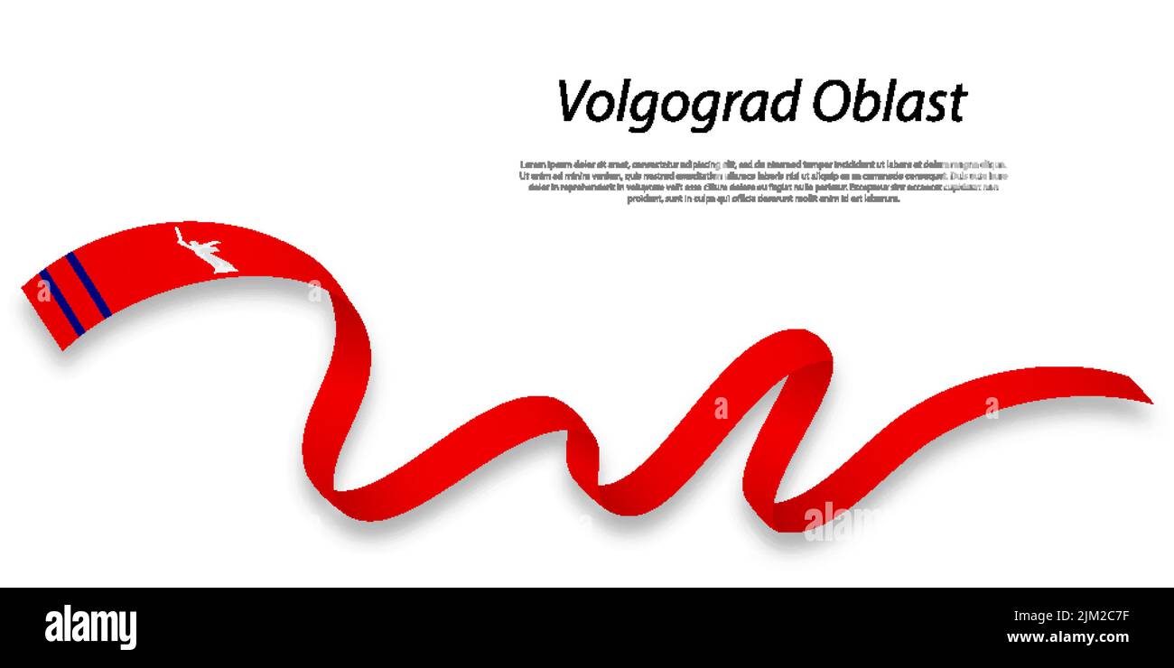 Winkende Band oder Streifen mit Flagge der Wolgograd Oblast ist eine Region von Russland Stock Vektor