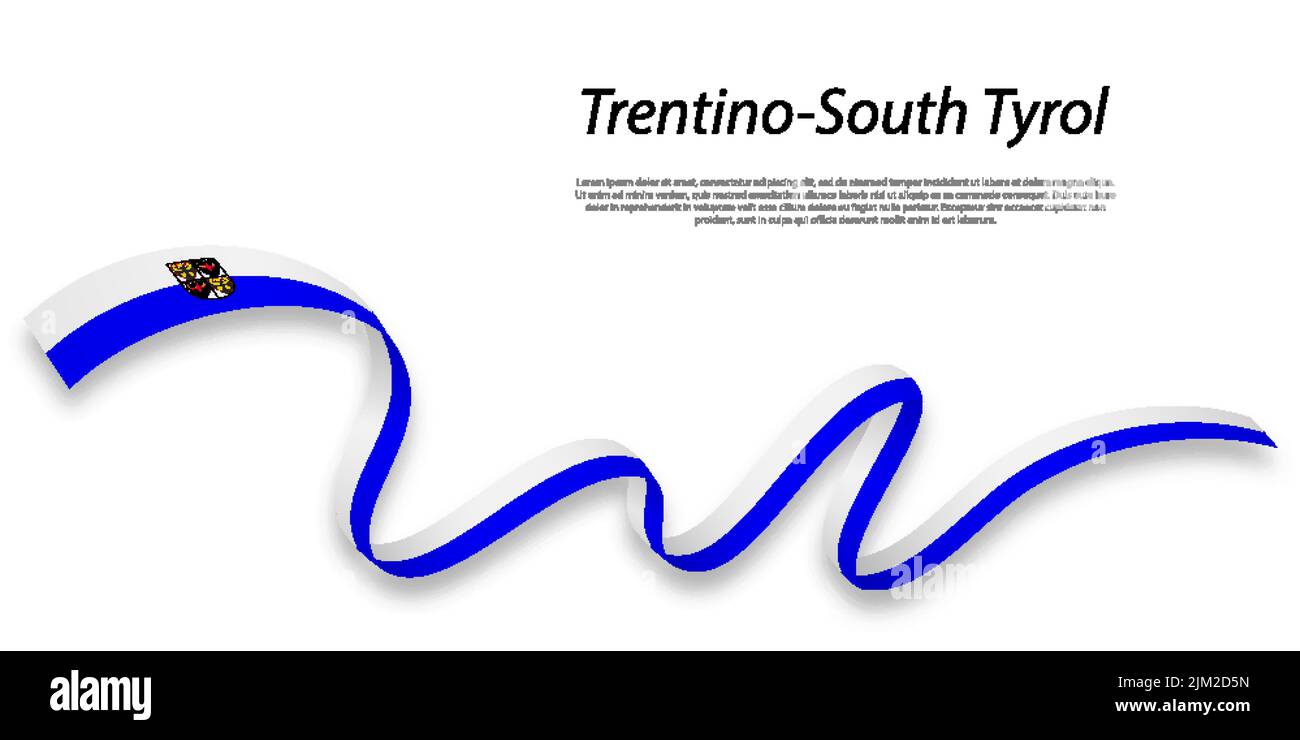 Winkendes Band oder Streifen mit Flagge von Trentino-Südtirol ist eine Region Italiens Stock Vektor