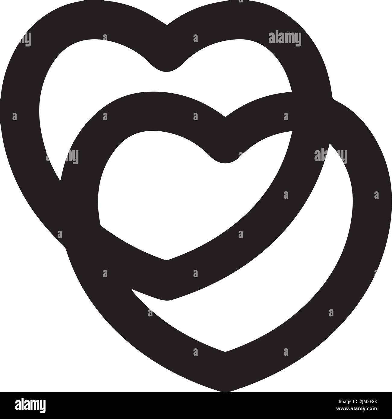 Symbol für ein duales Herz auf weißem Hintergrund Stock Vektor