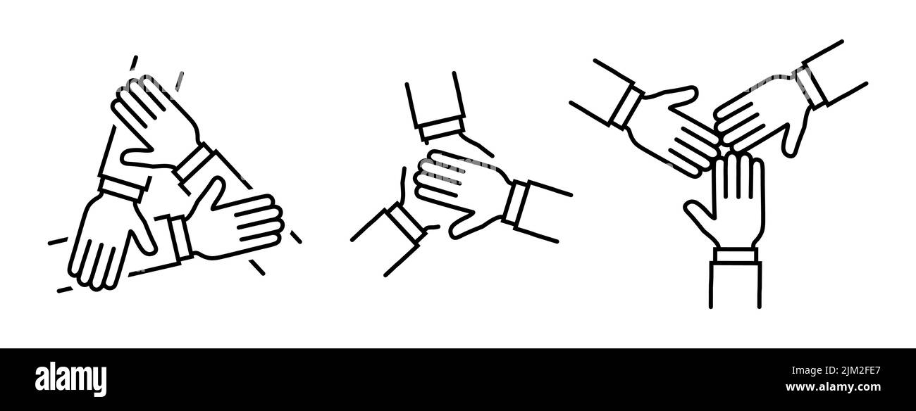 Team-Icon-Set „Hände zusammen“. Symbol für Teamarbeit Stock Vektor