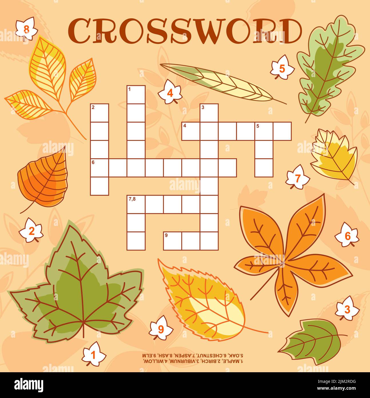 Herbst Baum Bltter Kreuzwortrtsel Gitter Arbeitsblatt, finden Sie ein  Wort Quiz Spiel. Vektor-Suche Puzzle fr Kinder Freizeit mit Cartoon-Ahorn,  Kastanie, Birke, vib Stock-Vektorgrafik - Alamy