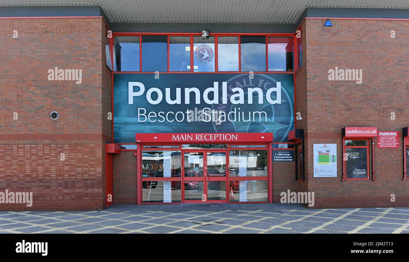 Bescot Poundland Stadium. Walsall Football Club Ground. Walsall, West Midlands, England, Vereinigtes Königreich, Europa. Stockfoto