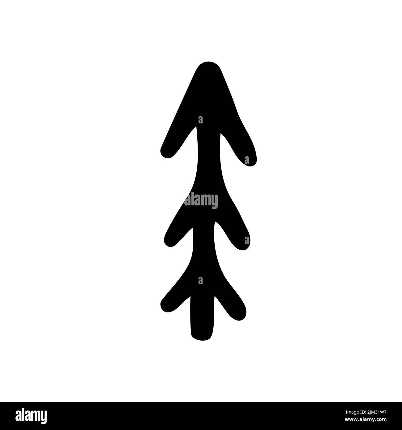 Vektor Doodle Frohe Weihnachtsbaum. Handgezeichnete Tanne isoliert auf weißem Hintergrund. Skizzieren Frohes neues Jahr Urlaub, Feier, Natur, Wald, CAM Stock Vektor