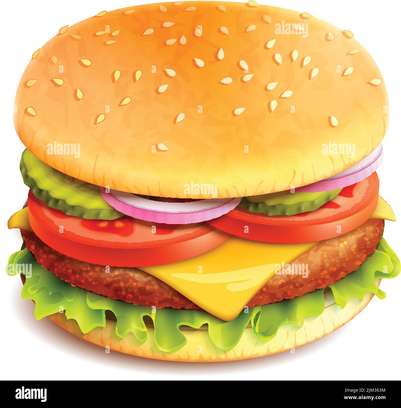 Hamburger Fast Food Sandwich Emblem realistisch isoliert auf weißem Hintergrund vektorgrafik Stock Vektor