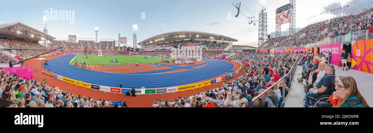 Ein Panorama des Alexander Stadions, Birmingham, Großbritannien Stockfoto