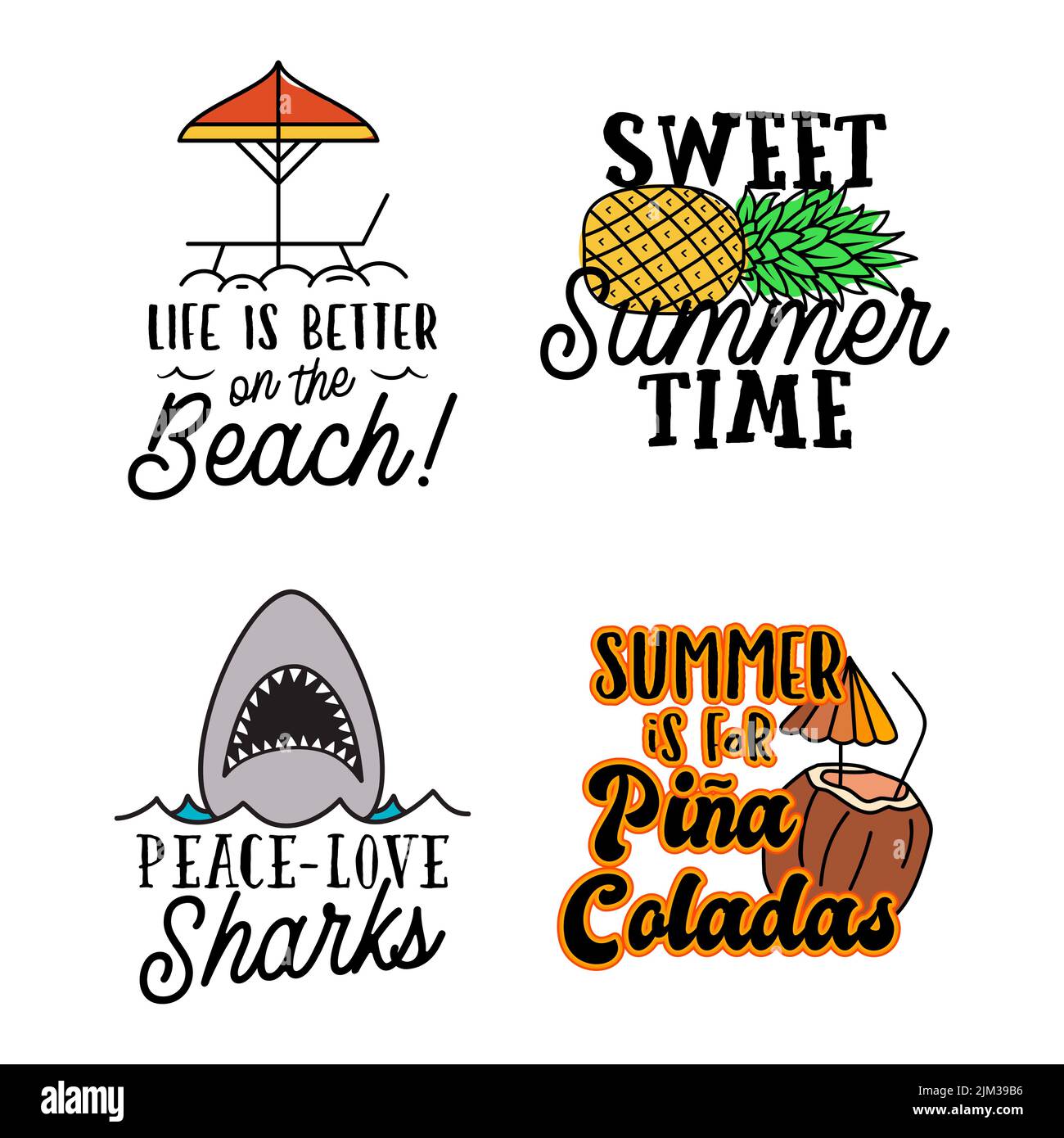 SommerBadges mit verschiedenen Zitaten und Sprüchen der Sommer ist