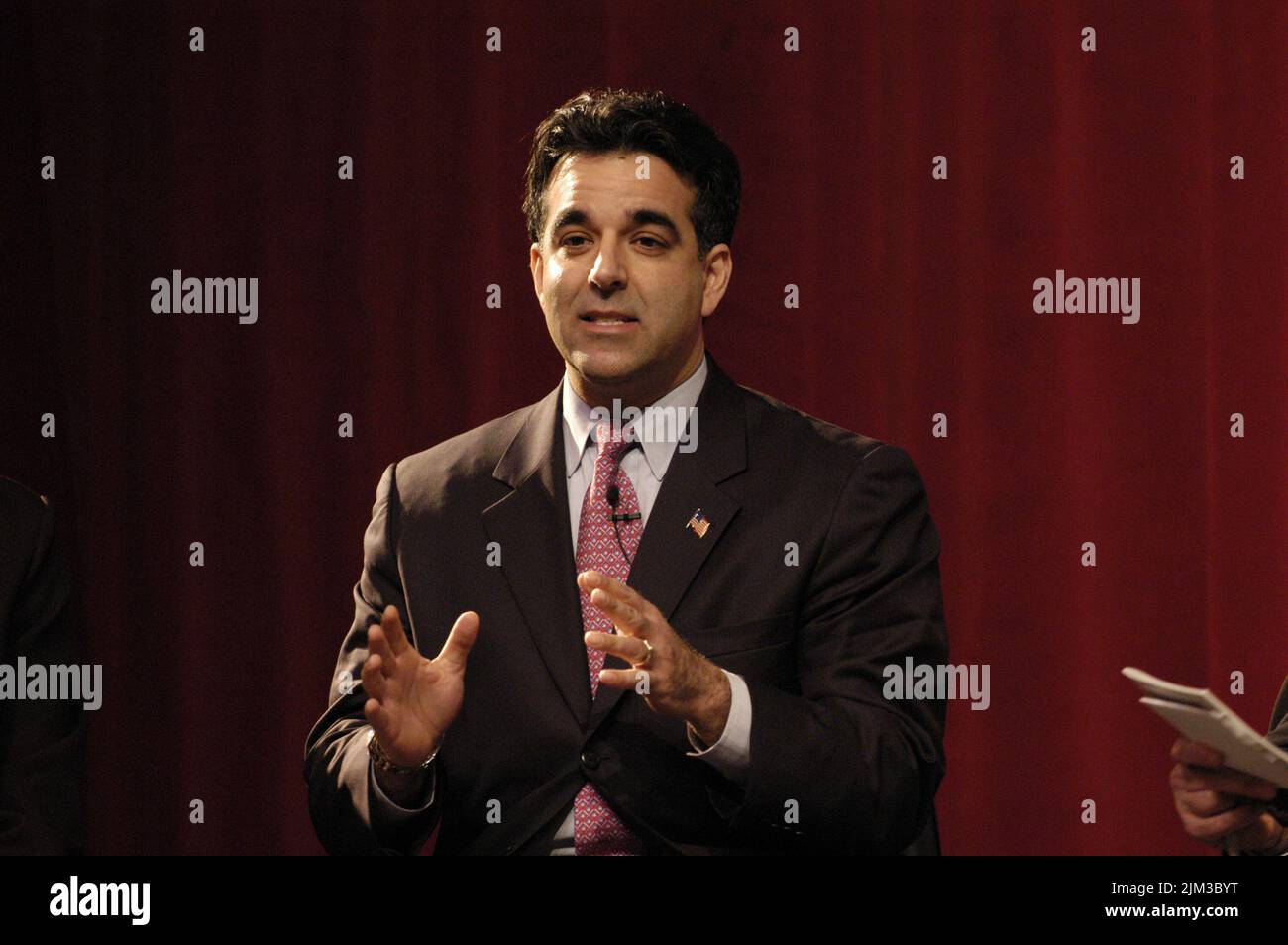 BÜRO DES SEKRETÄRS - SEKRETÄR DONALD EVANS, SEKRETÄR JOHN SNOW UND SEKRETÄRIN ELAINE CHAO BEI DER WEST COAST JOBS GROWTH TOUR Stockfoto