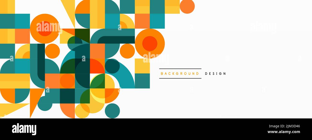 Schöner abstrakter Hintergrund. Kreise, Dreiecksformen und Quadrate. Minimale geometrische Vorlage für Tapete, Banner, Hintergrund oder Landung Stock Vektor