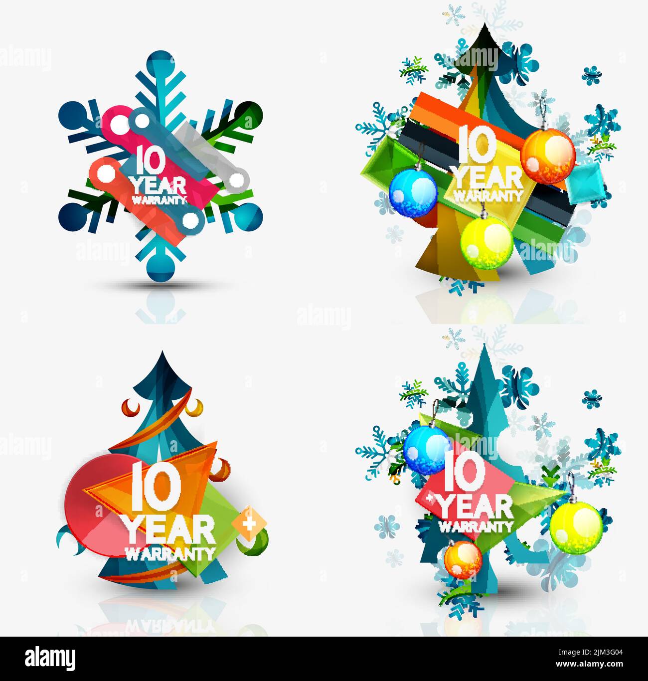 Set von Weihnachtsverkauf oder Promotion Preisschilder, Neujahrsbaum mit Etiketten und Ihre Nachricht. Vektorgrafik Stock Vektor