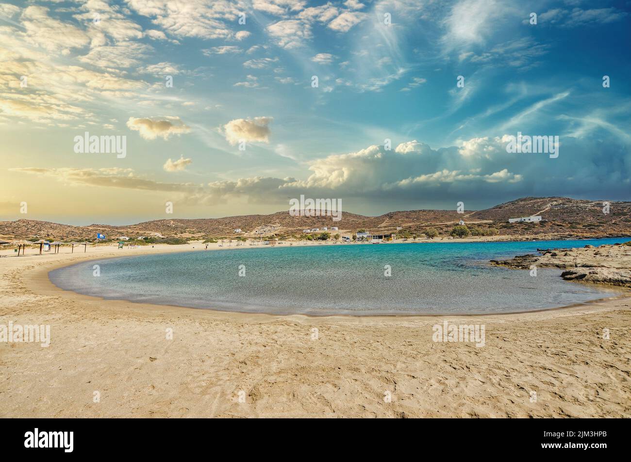 Griechenland, Insel iOS. 19. September 2010: Der berühmte Strand von Manganari auf der kykladischen Insel iOS in Griechenland Stockfoto