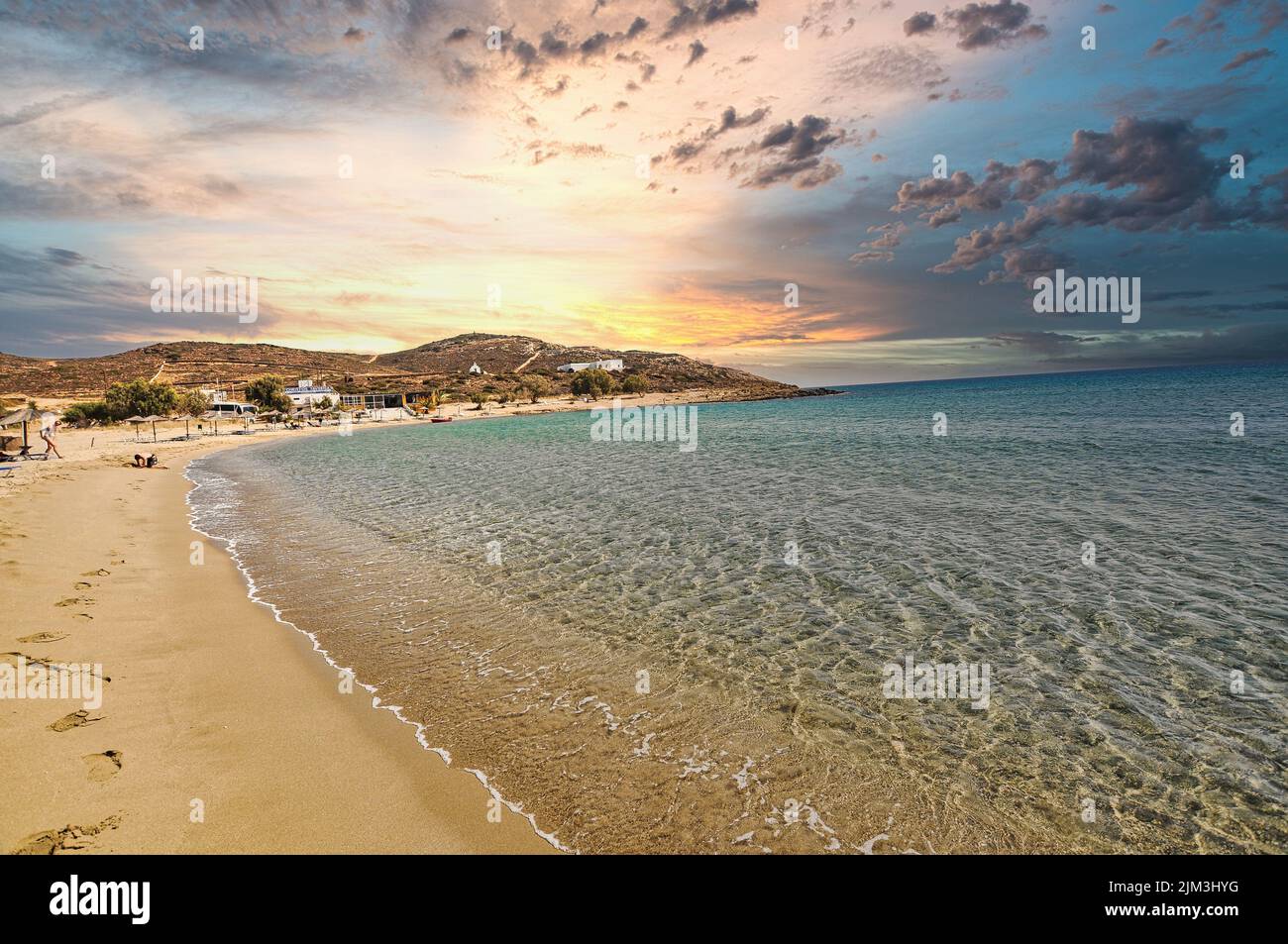 Griechenland, Insel iOS. 19. September 2010: Der berühmte Strand von Manganari auf der kykladischen Insel iOS in Griechenland Stockfoto