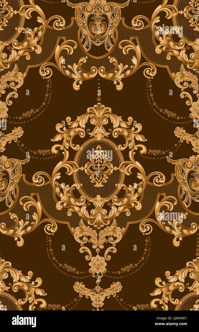 Ein Nahtloses Vintage Muster Ornament-Design auf einem braunen Hintergrund Stockfoto