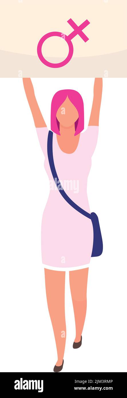 Feministische Teilnahme an Protest semi flache Farbe Vektor-Charakter Stock Vektor