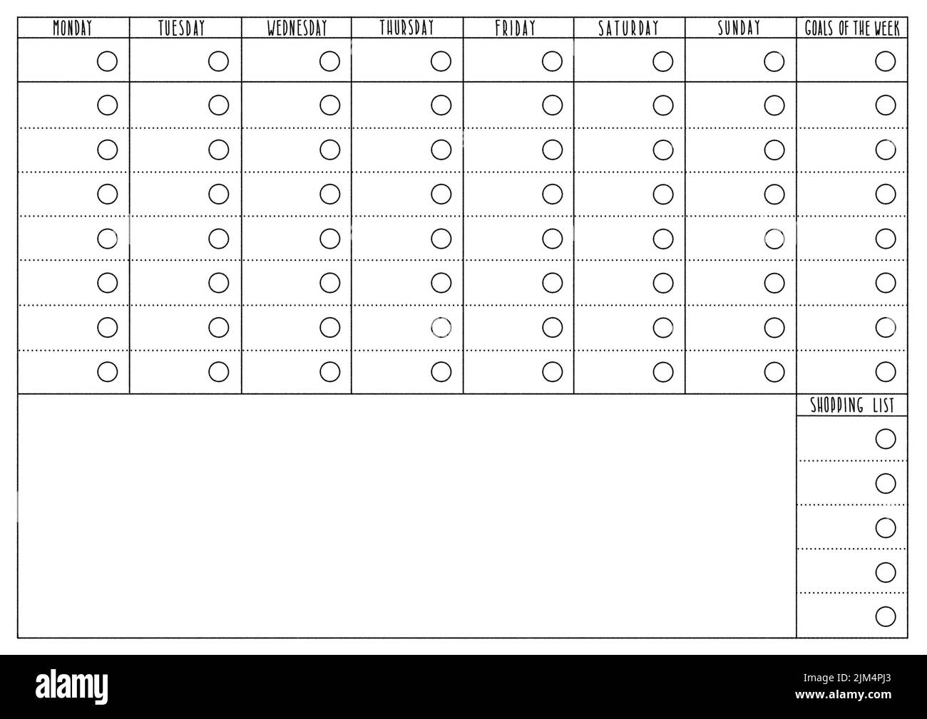 Seite „Wochenplaner“ Stockfoto