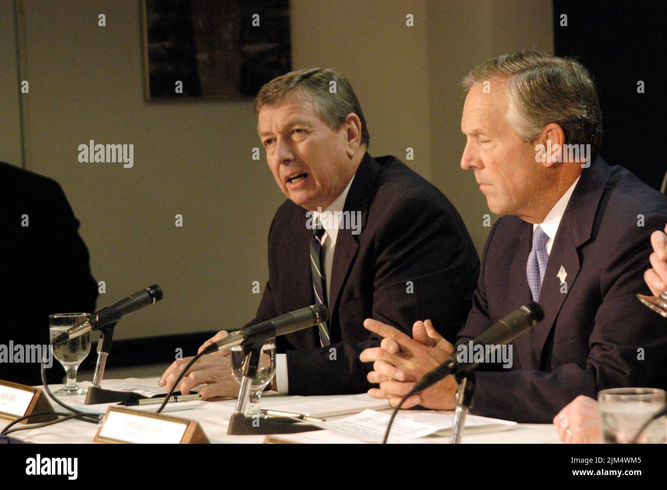 Büro des Sekretärs - Pressekonferenz Internationale Eigentumsrechte Stockfoto