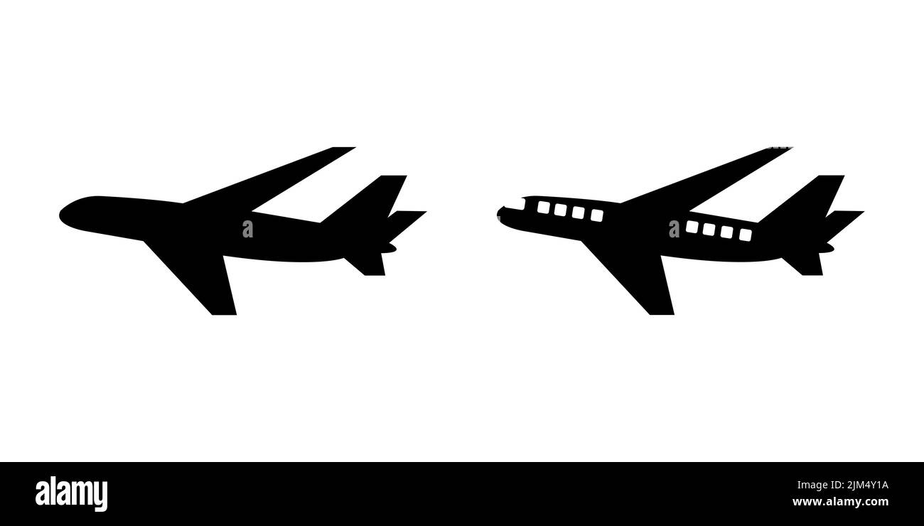 Ebenensymbol festgelegt. Symbolvektor für Flugzeuge. Symbol für den Flugtransport. Reiseabbildung. Urlaubssymbol Stock Vektor