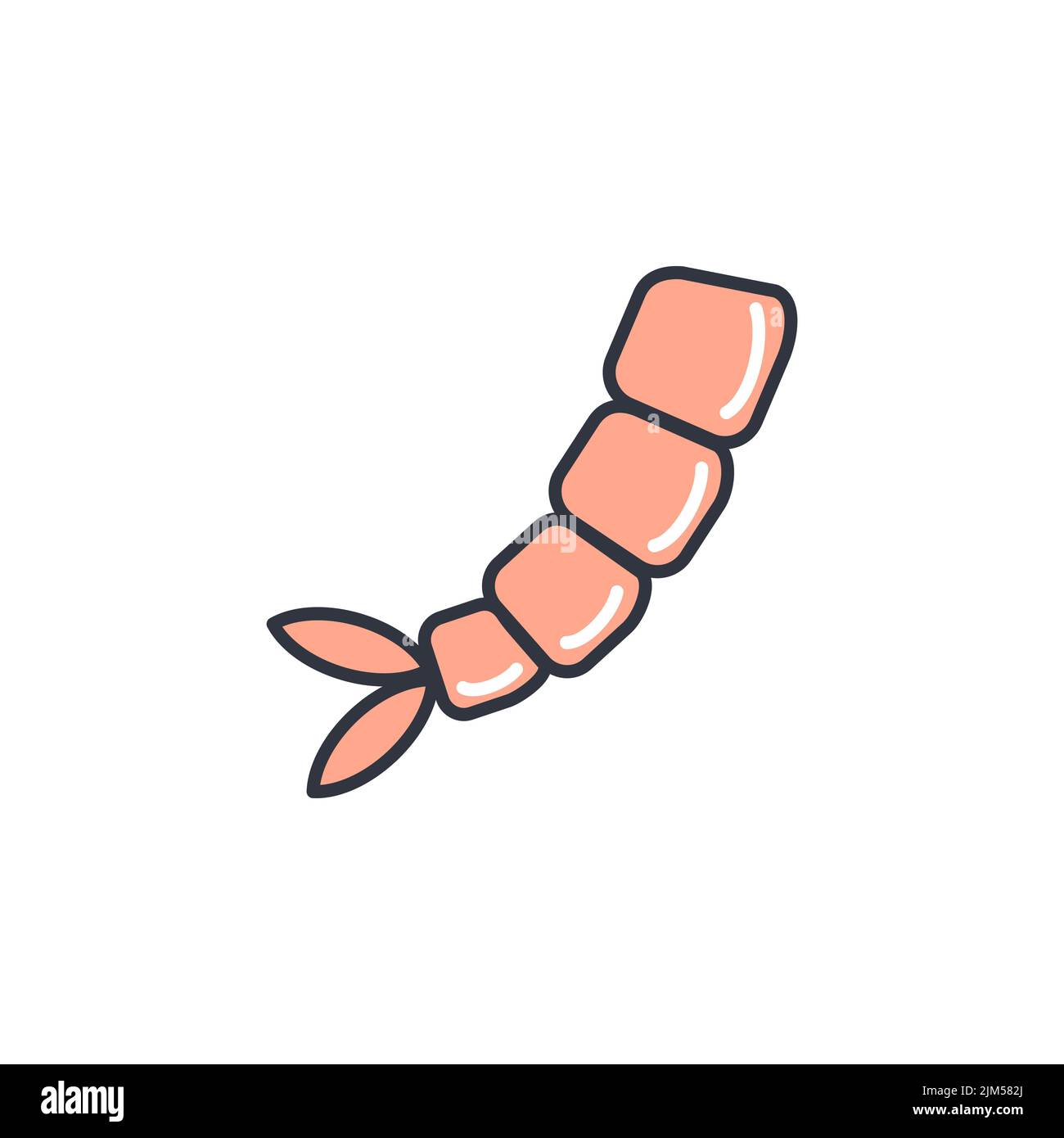Abbildung des Symbols für Garnelen-Farblinien. Meeresfrüchte einfaches Bild. Seettiger oder Königsgarnelen gesundes gesundes Essen Logo Stock Vektor