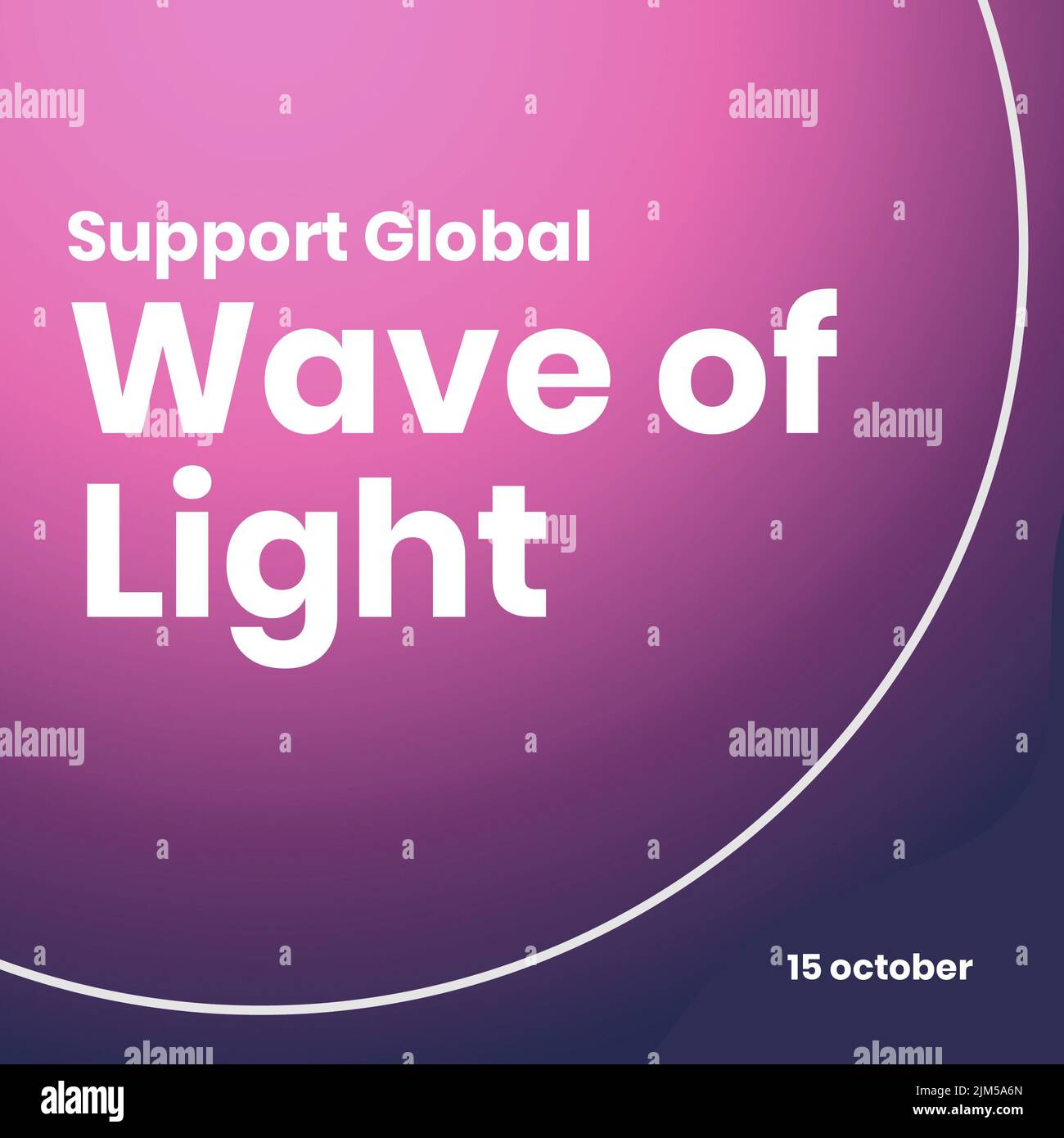 Illustration der globalen Lichtwelle der Unterstützung und des Textes vom 15. oktober vor violettem Hintergrund Stockfoto