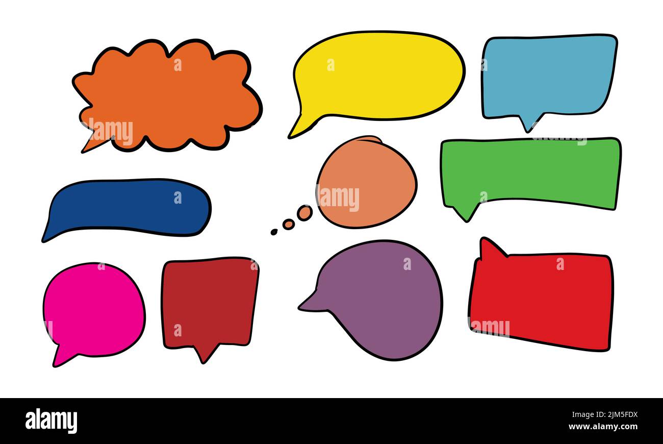 Blasenskizze und Doodle Art Linie. Handgezeichnete quadratische denken und Vintage-Design Vektor-Illustration. Cartoon Hand zeichnen Kommunikation und Sprache Symbol ta Stock Vektor
