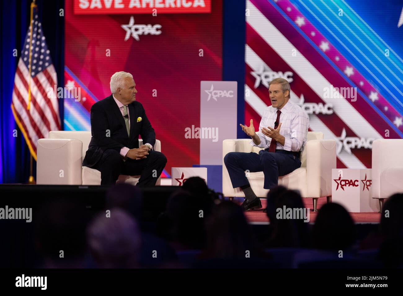 Dallas, USA. 04 August 2022. Matt Schlapp interviewt den Rep Jim Jordan auf der Conservative Political Action Conference. Kredit: Valerio Pucci / Alamy Stockfoto