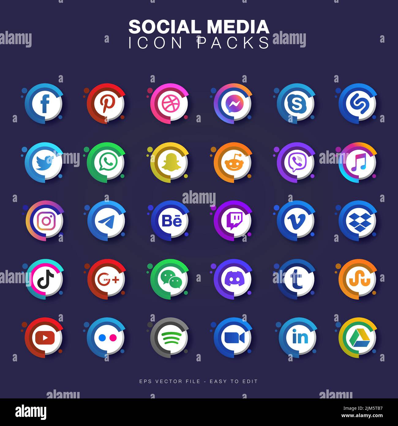 Social-Media-Symbol oder Vektor-Set-Sammlung mit facebook, instagram, twitter, tiktok, youtube Moderne Logos Stock Vektor