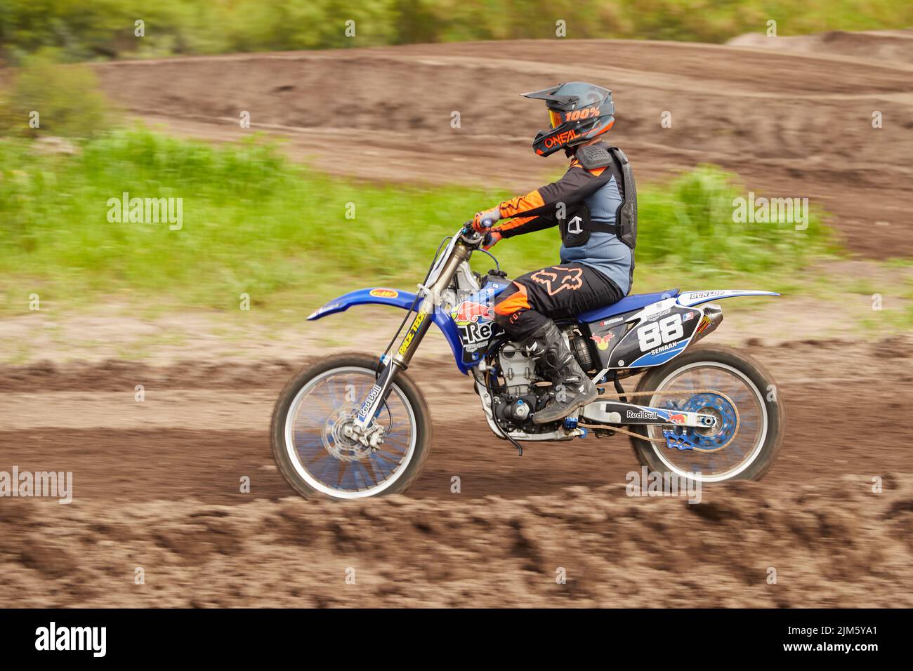 Eine Nahaufnahme der Bikerfahrbahn im Miami Motocross Park in Florida, USA Stockfoto