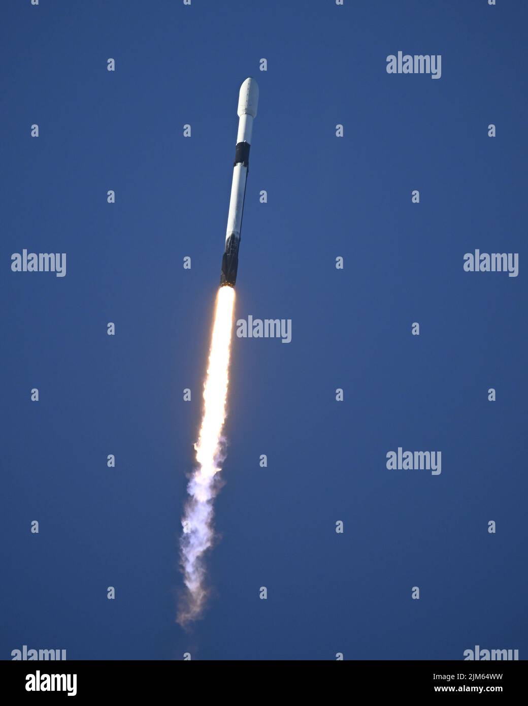 Am Donnerstag, den 4. August 2022, startet eine SpaceX Falcon 9-Rakete den Korea Pathfinder Lunar Orbiter (KPLO) aus dem Komplex 40 um 7:08 Uhr von der Cape Canaveral Space Force Station, Florida. Die südkoreanische Mission wird nach potenziellen Gebieten mit Wassereis auf der Mondoberfläche suchen. Foto von Joe Marino/UPI Credit: UPI/Alamy Live News Stockfoto