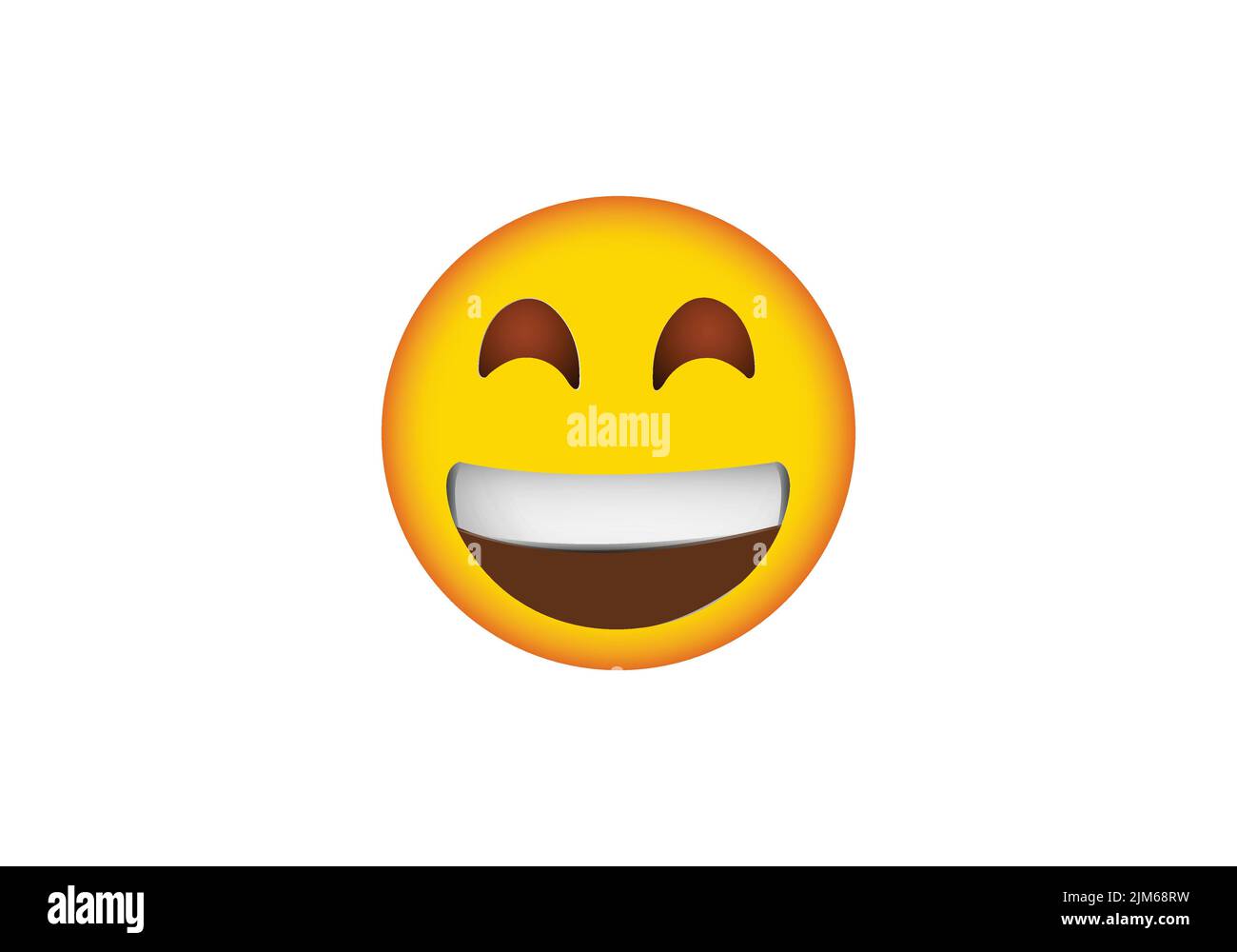 Gelbe lächelndes Gesicht mit dem oberen weißen Zähne Symbol isoliert Stock Vektor