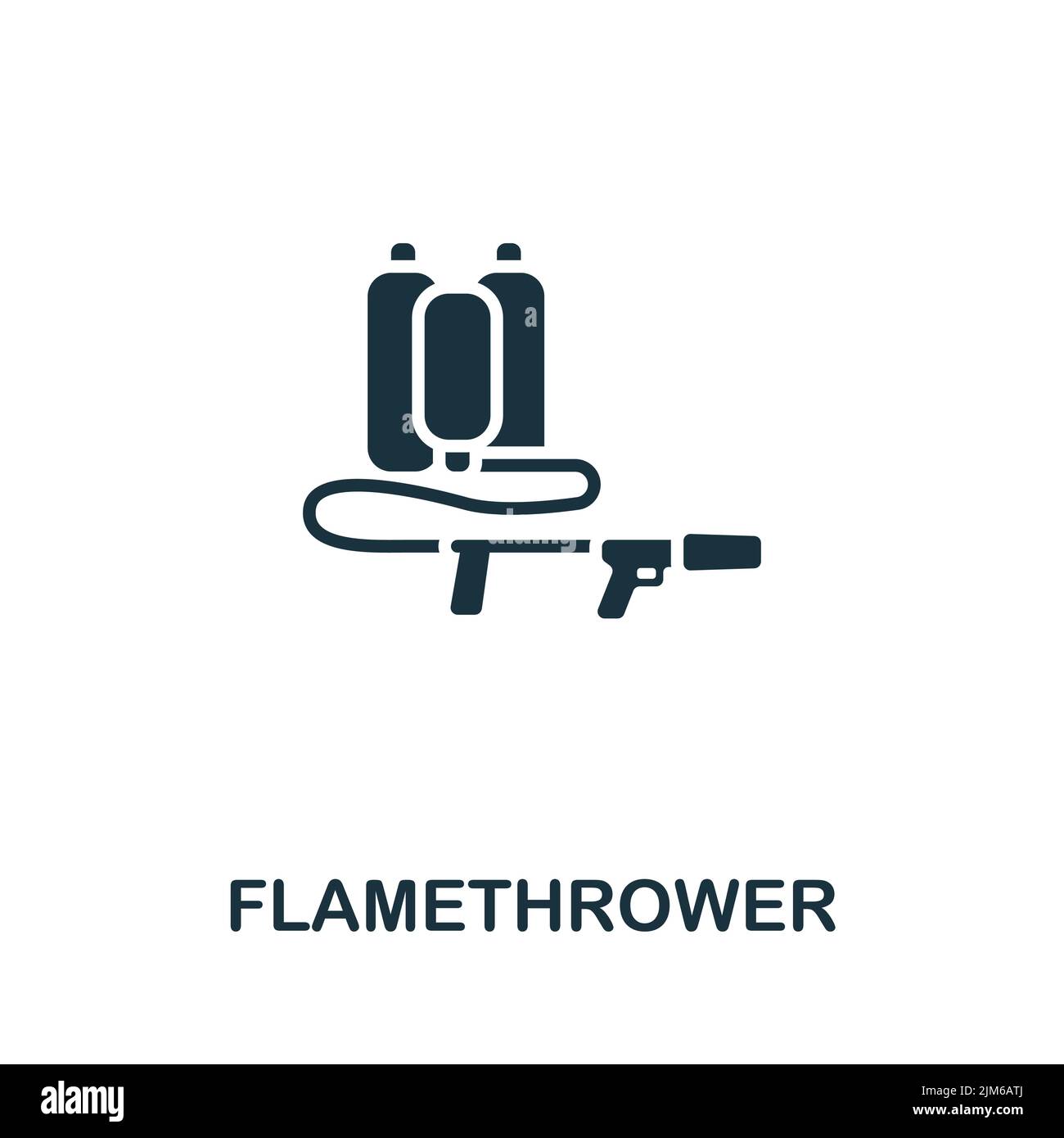 Flammenwerfer-Symbol. Monochromes Symbol für einfache Linienwaffen für Vorlagen, Webdesign und Infografiken Stock Vektor