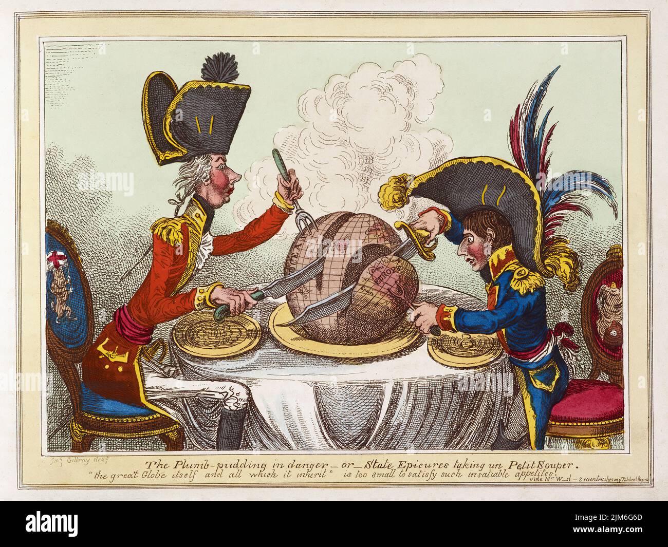 The Plumb Pudding in Danger oder State Epicures Taking un Petit Souper James Gillray Stockfoto