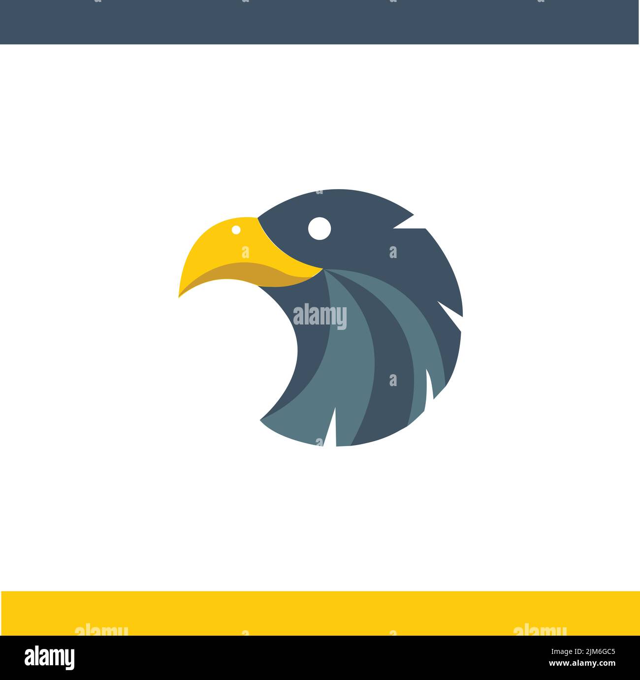 Ein gelb-blaues Adlerkopf-Logo-Design Stock Vektor