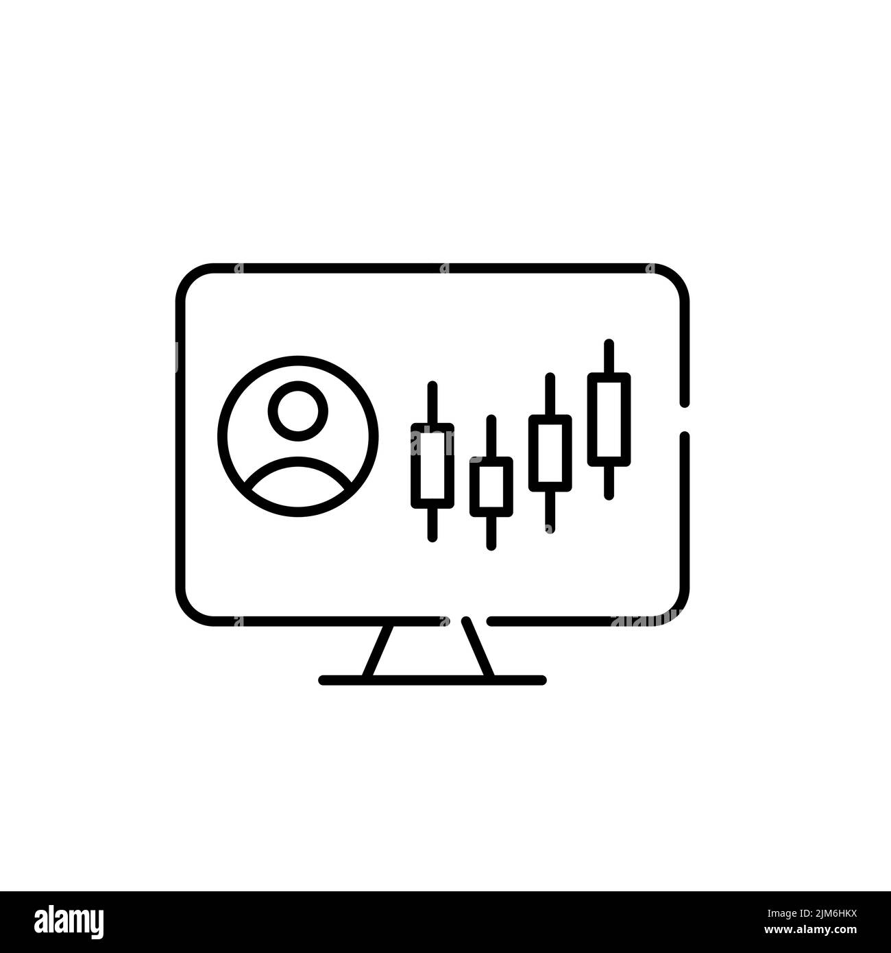 Persönliches Konto für den Börsenhandel. Pixel-perfektes, bearbeitbares Strichsymbol Stock Vektor