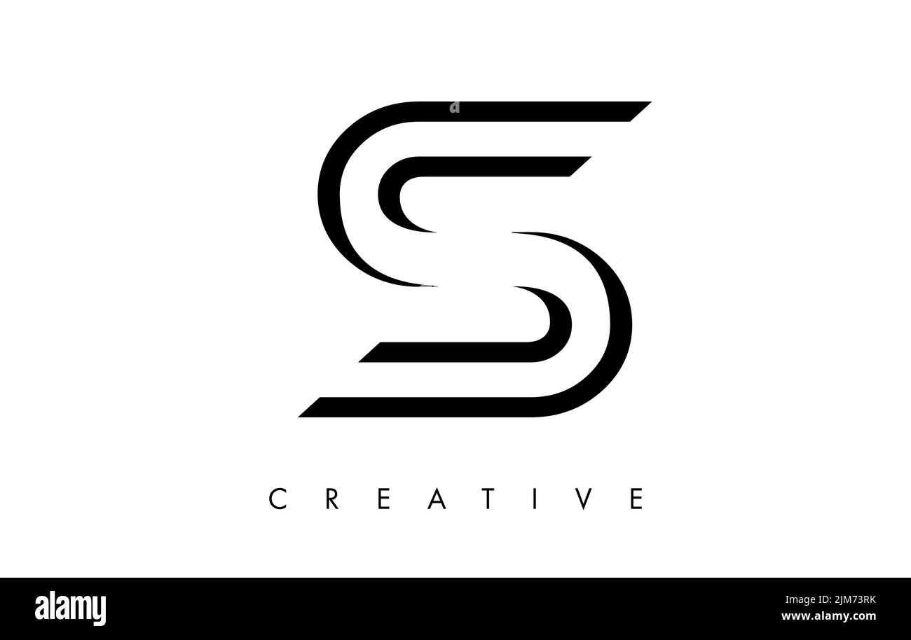 S-Logo-Monogramm mit schwarzen und weißen Linien und minimalistischem Design-Vektor. Kreativer moderner Buchstabe S Symbol Abbildung. Stock Vektor
