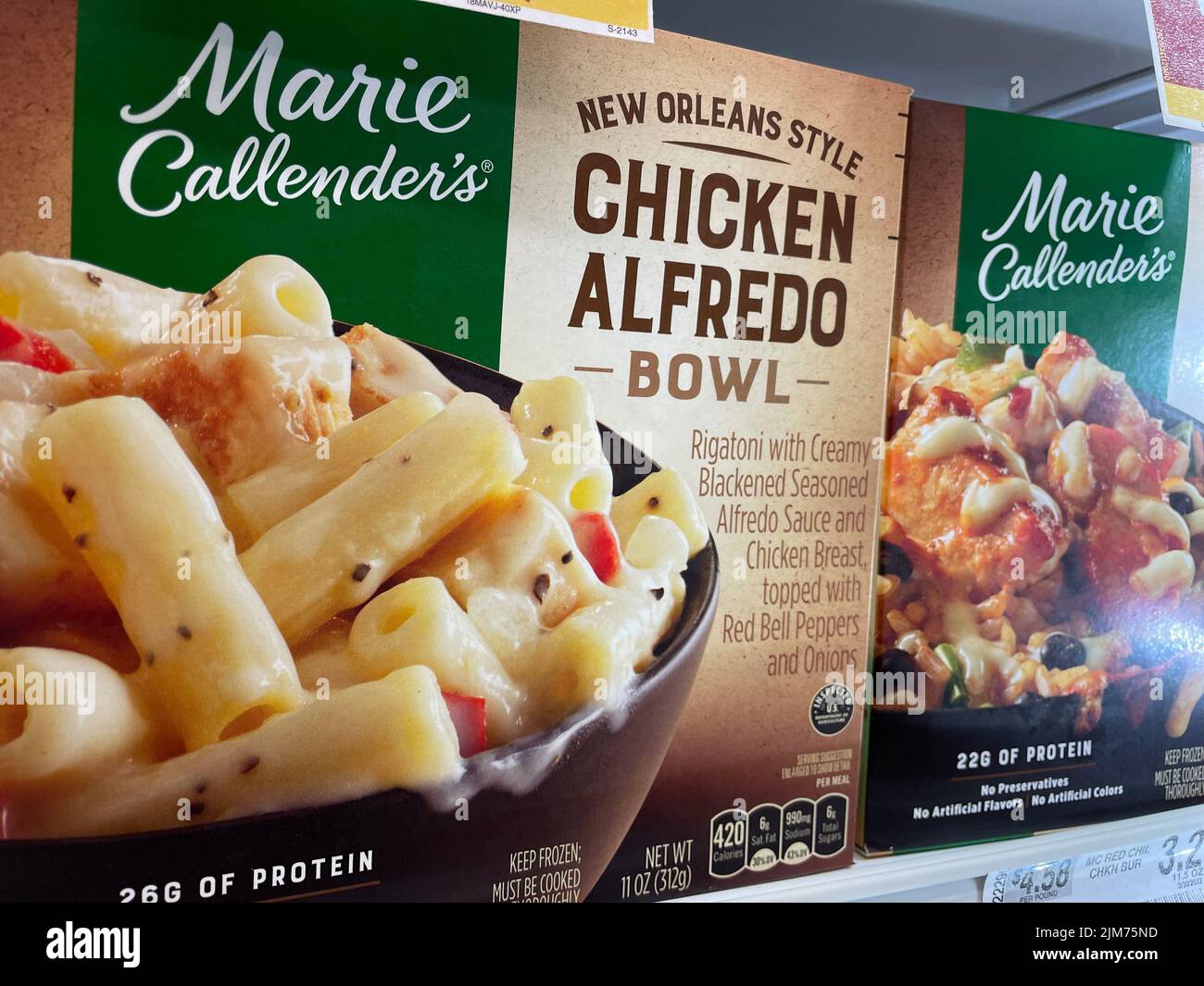 Grovetown, GA USA - 05 04 22: Lebensmittelgeschäft Tiefkühlkost Marie Callenders Stockfoto