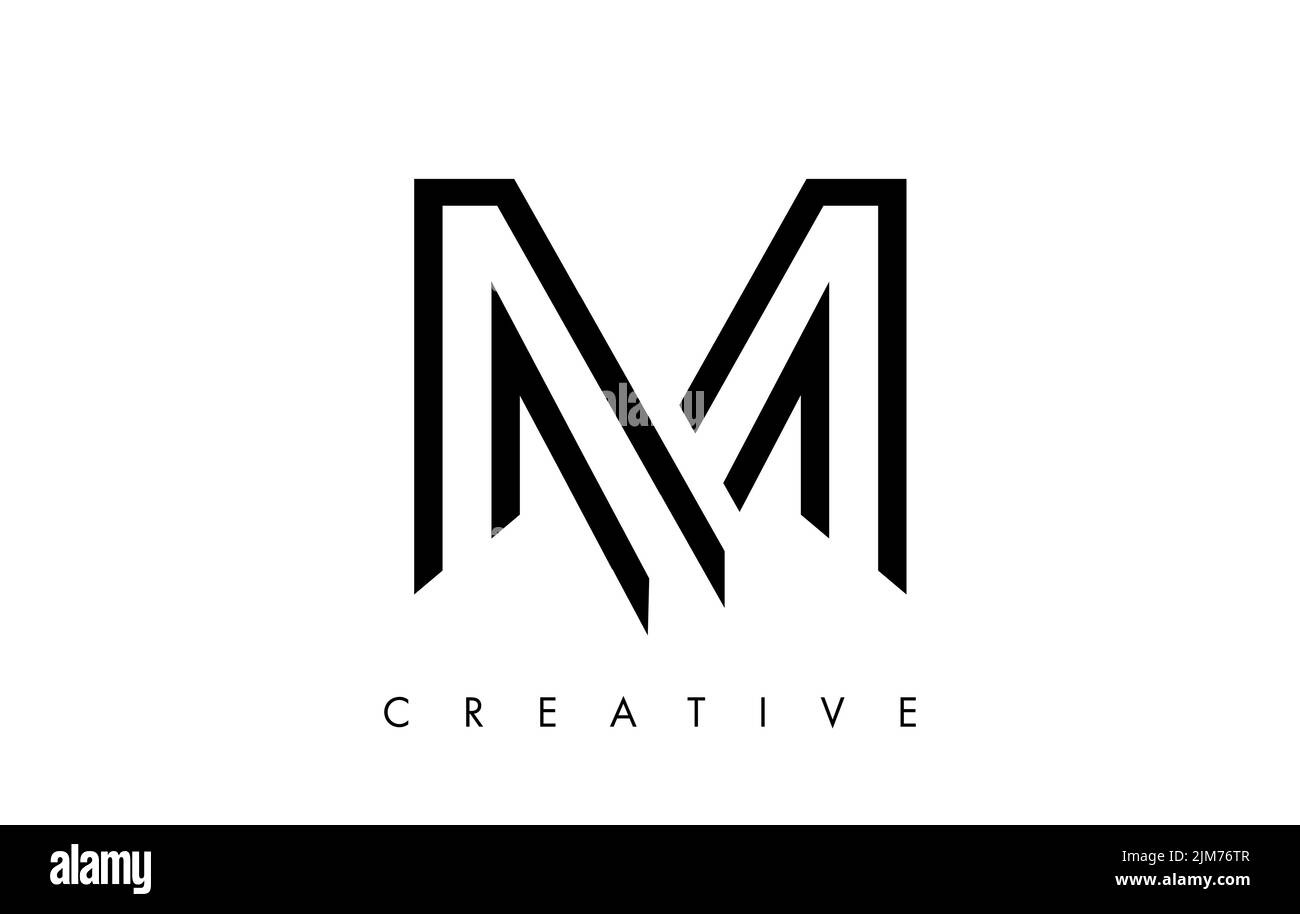 M Buchstabe Logo Monogramm mit schwarzen und weißen Linien und minimalistisches Design Vektor. Kreativer moderner Buchstabe M Symbolzeichenillustration. Stock Vektor