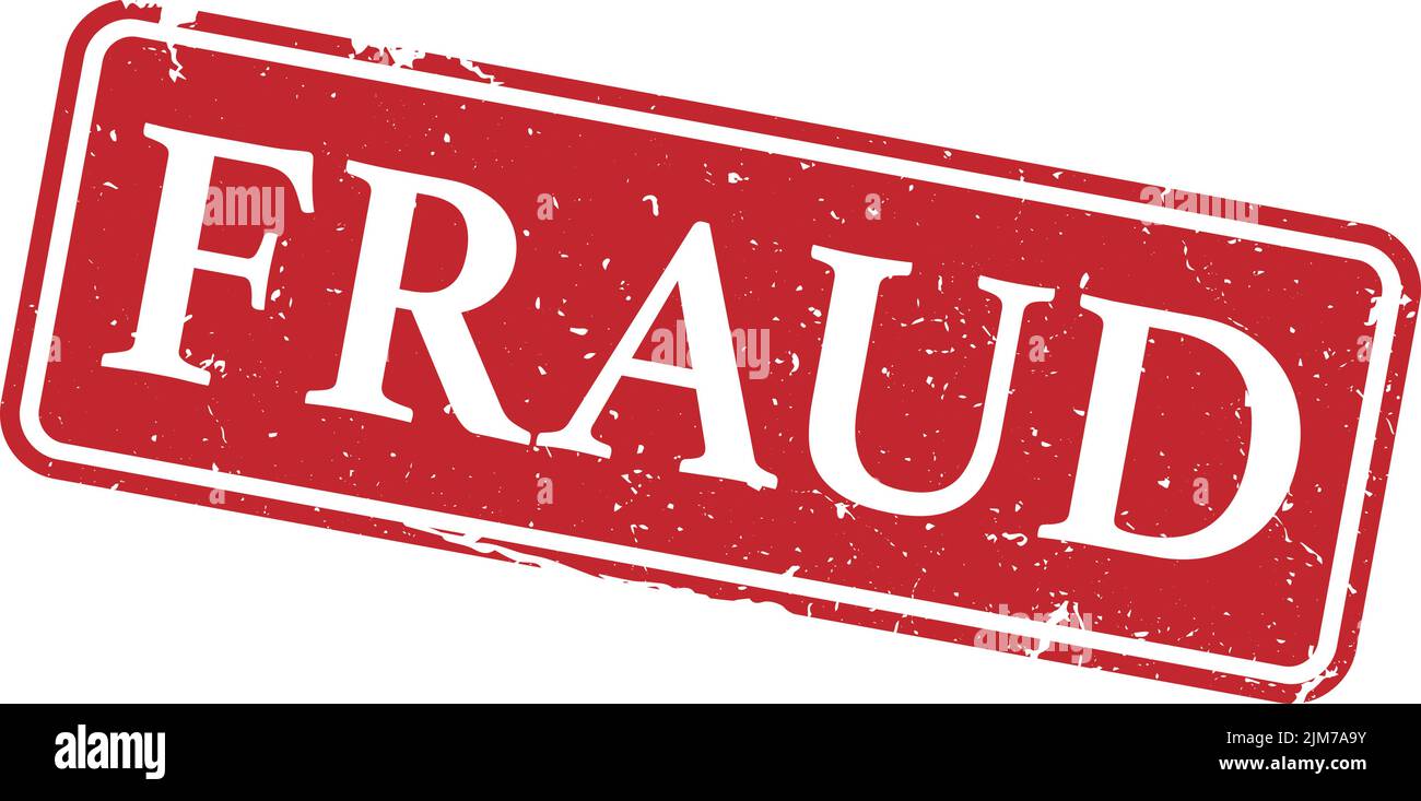 Rot grungy zerkratzt BETRUG Gummistempel isoliert auf weißem Hintergrund, Vektor-Illustration Stock Vektor