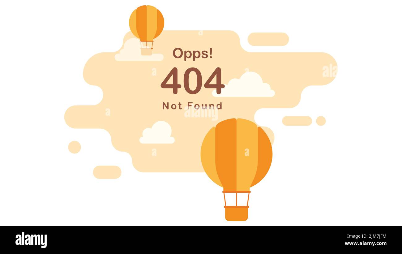 Heißluftballons am Himmel. 404 Fehlerseite oder Datei nicht gefunden Konzept. Vektor-Illustration mit flachem Design Stock Vektor