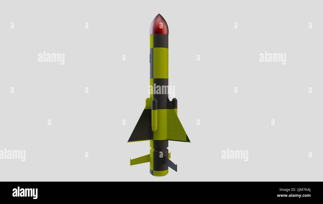Raketenrakete Ammo Krieg Konflikt militare Sprengkopf Kernwaffe nuke 3D Illustration Raumschiff Stockfoto