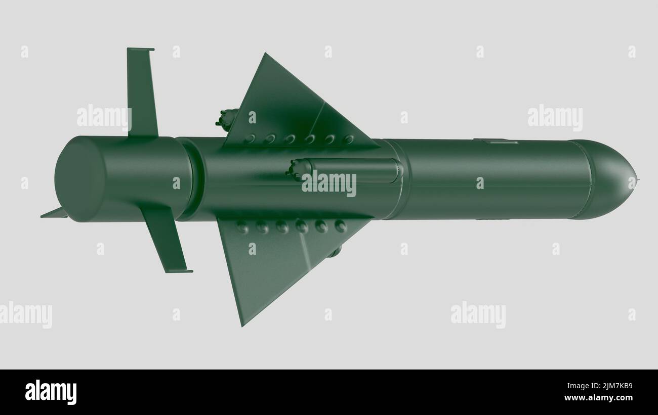Raketenrakete Ammo Krieg Konflikt militare Sprengkopf Kernwaffe nuke 3D Illustration Raumschiff Stockfoto