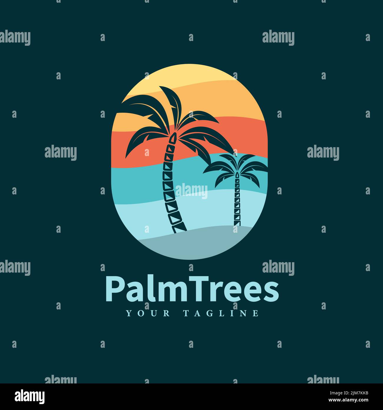 Vektor Strand Logo Design Retro Palme Logo Design. Vorlage Strand Logo Badge Design Konzept Stock Vektor