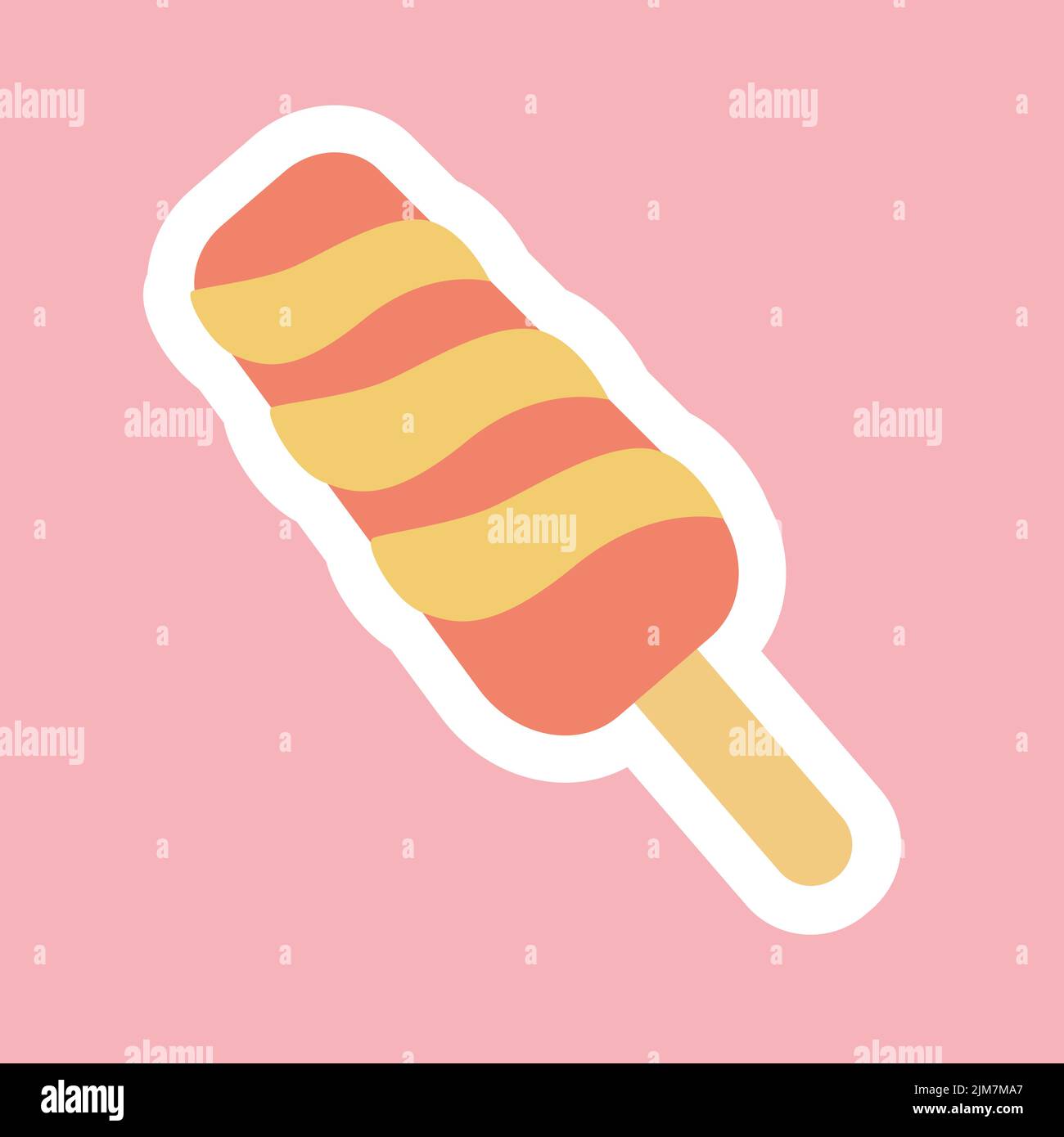 Aufkleber mit Eis für gefrorene Desserts, flaches Design Stock Vektor